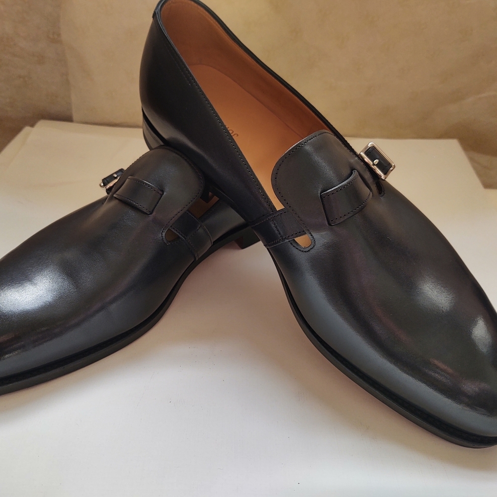 John Lobb Delano II Loafers Shoes Midnight Calf Leather NWB Size 8